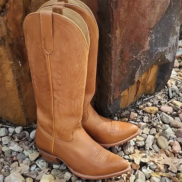 BLACK STAR LEATHER WESTERN KNEE HIGH BOOTS - Picture 4 of 15